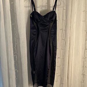 House of CB Elegant Black “Satin” Dress with cutouts